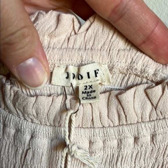 NWT Jodifl Women’s Cream Boho Cottage Core Maxi Ruffle Smocked Dress Sz 2X - Picture 7 of 16